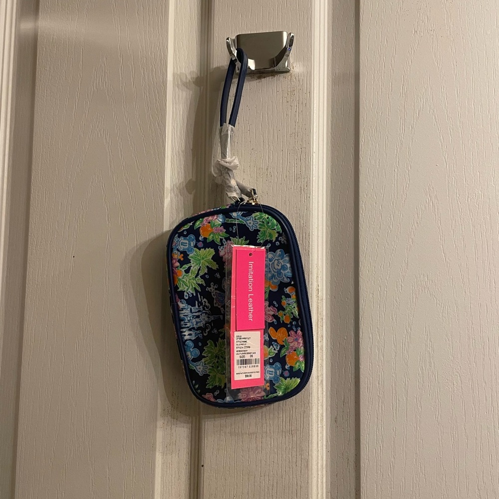 Lilly Pulitzer Mickey & Minnie Floral Wristlet - Blue and Green